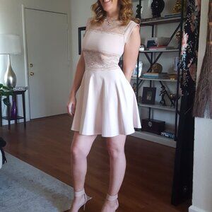 Bebe Lace Blush A Line Dress Size S